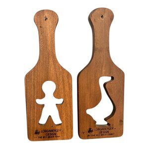 Longaberger Wooden Butter Paddle Gingerbread Man or Goose Cutout Design